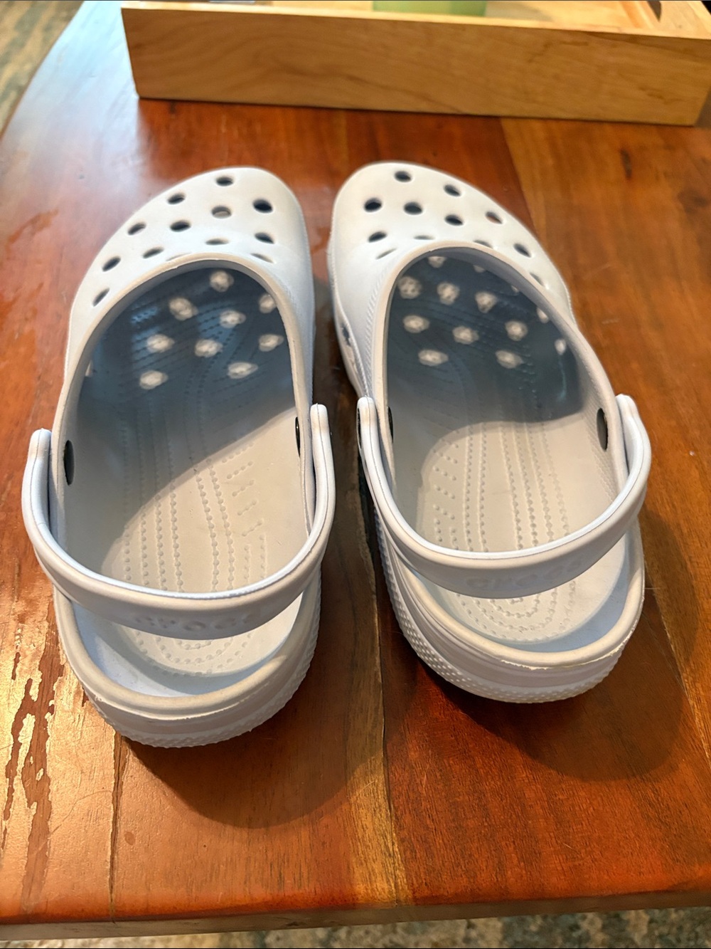 CROCS Women’s Classic Icy Blue Clogs with Heel Strap size 11 or size 9 Men’s